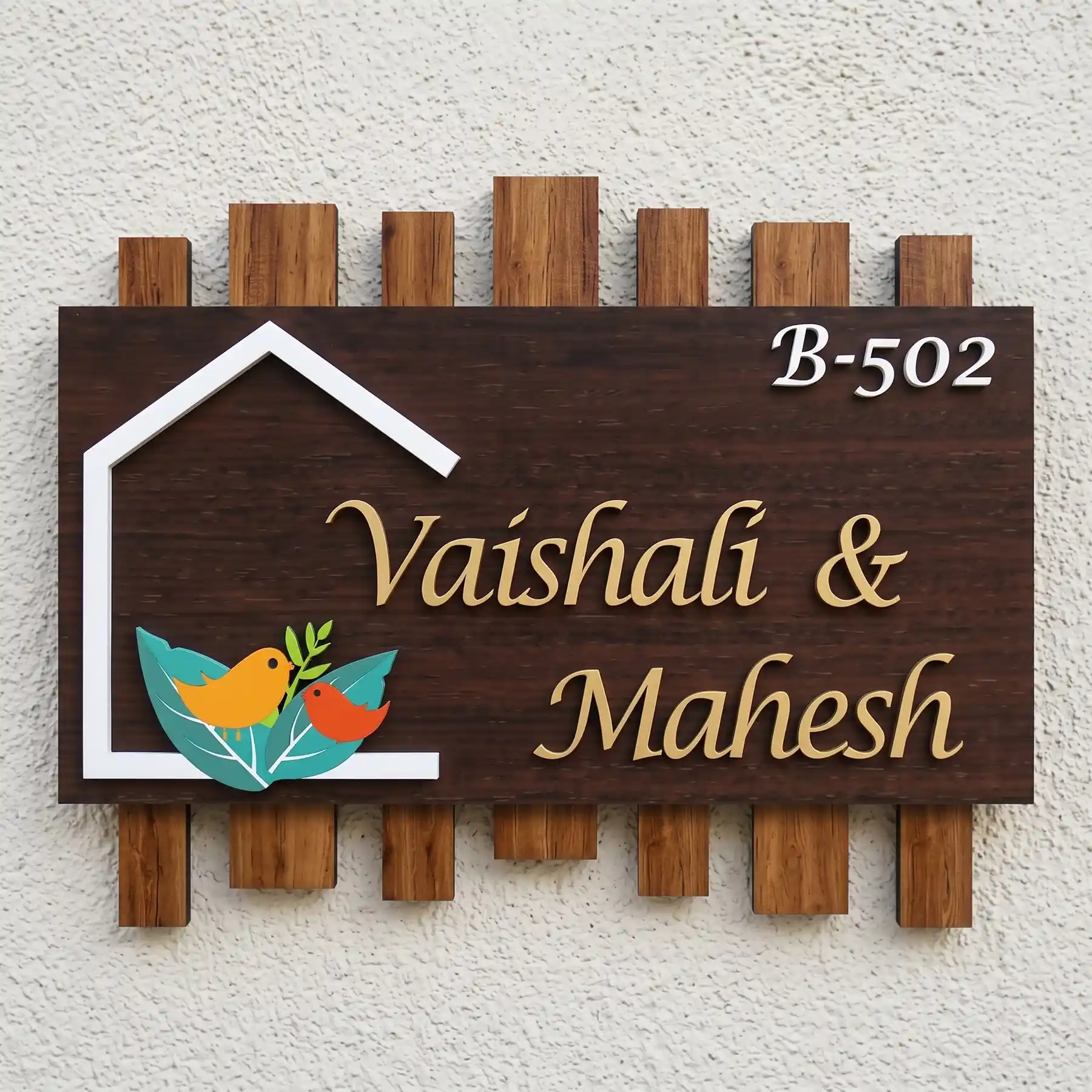 Nest in the Woods Name Plate - Premium Wooden House Signage & Wall Decor Gift
