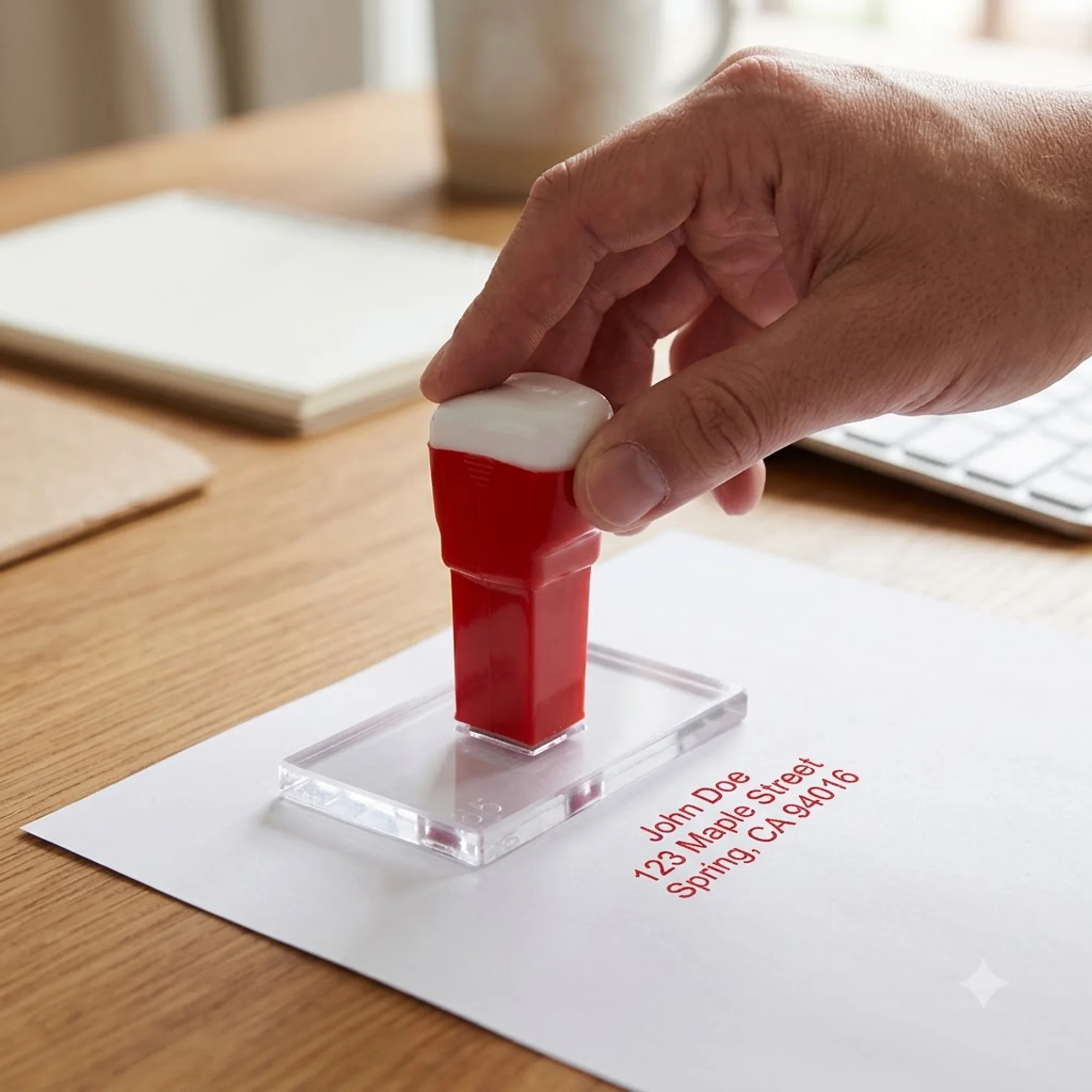 Rectangular Pre-Inked Flash Stamp - Clear-Base Peg Handle Stamp (High Precision)