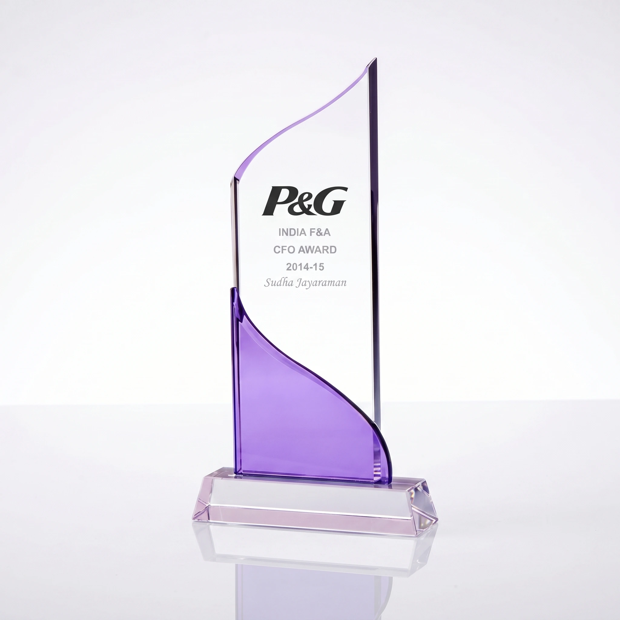 Corporate Acrylic Trophy - Octagonal Crystal Glass Honoree Trophy