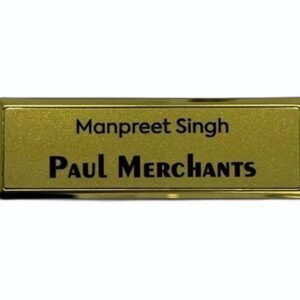 golden metal name plate